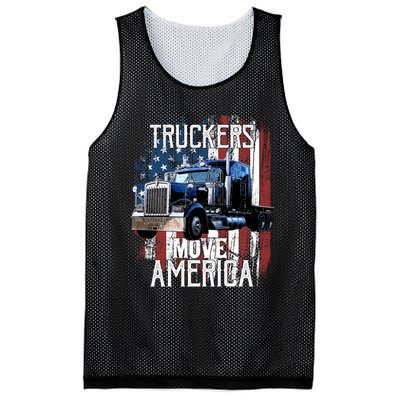 Trucker American Flag Truck Driver Gift Mesh Reversible Basketball Jersey Tank