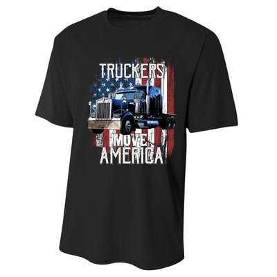 Trucker American Flag Truck Driver Gift Performance Sprint T-Shirt