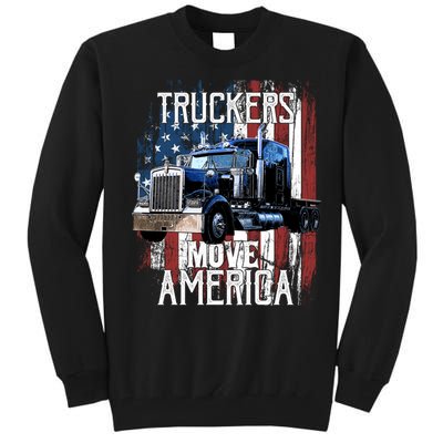 Trucker American Flag Truck Driver Gift Tall Sweatshirt