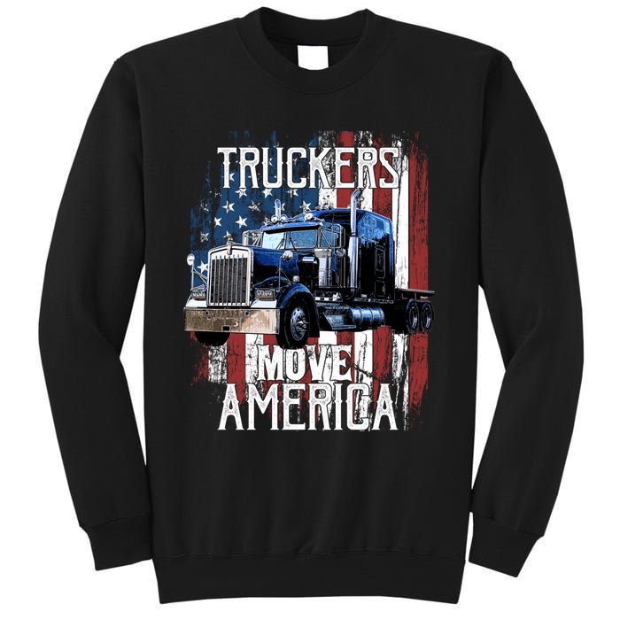 Trucker American Flag Truck Driver Gift Tall Sweatshirt