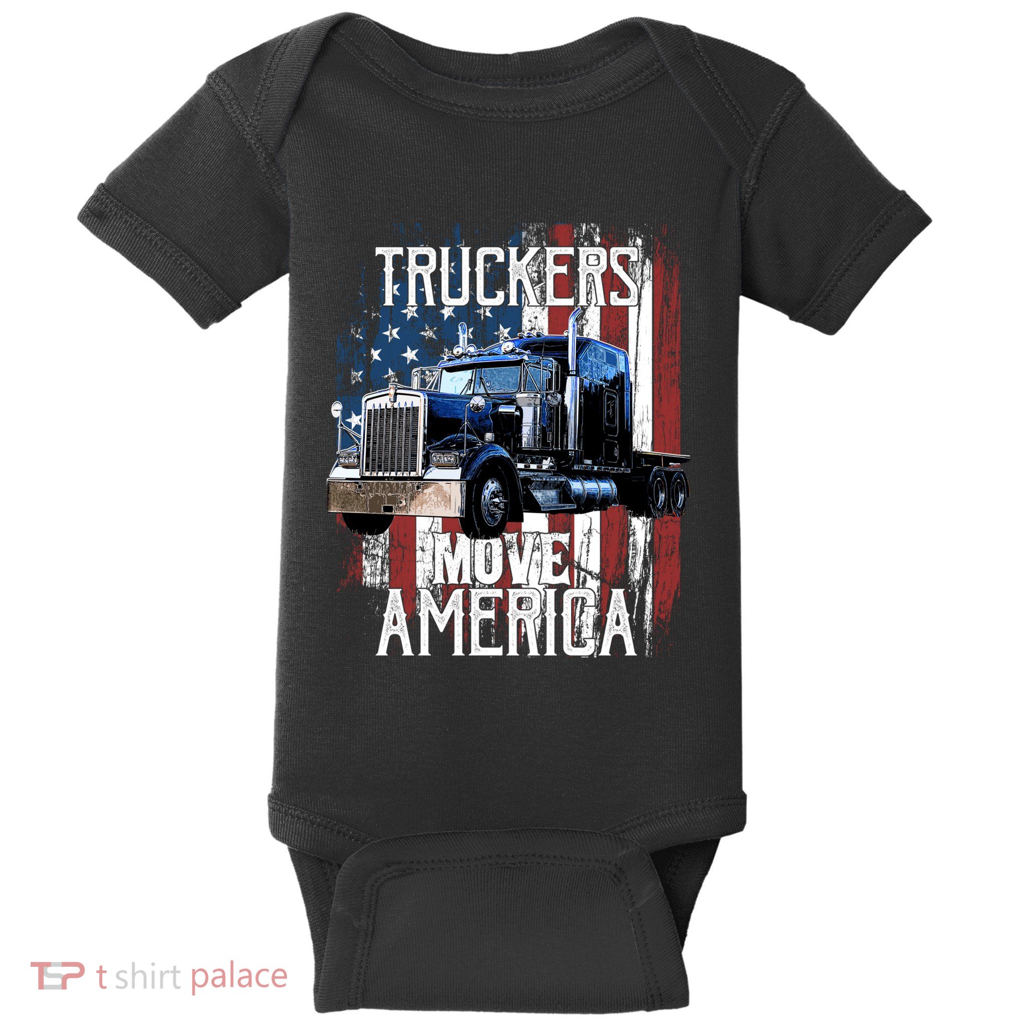 Trucker American Flag Truck Driver Gift Baby Bodysuit