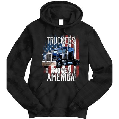 Trucker American Flag Truck Driver Gift Tie Dye Hoodie