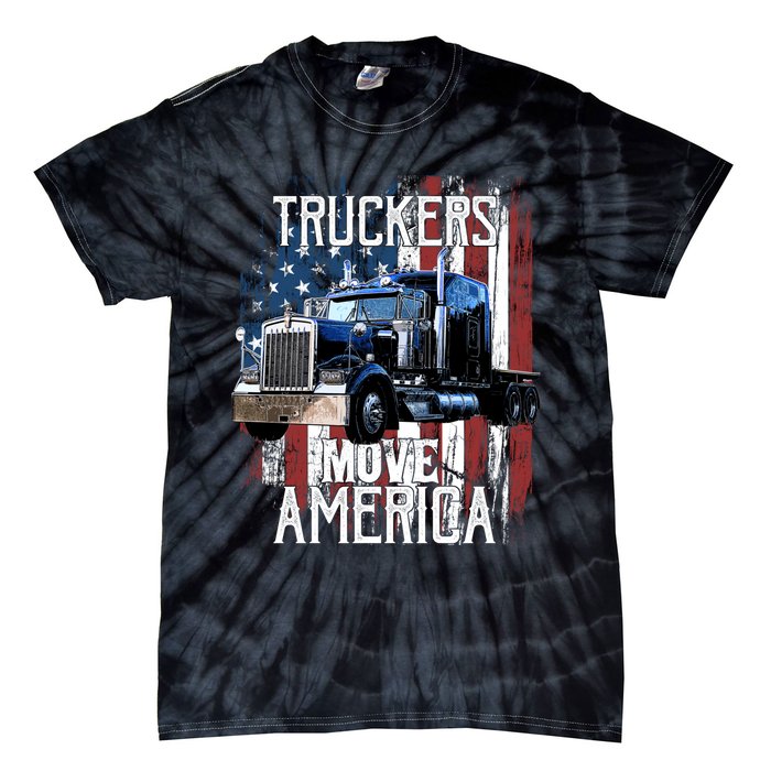 Trucker American Flag Truck Driver Gift Tie-Dye T-Shirt