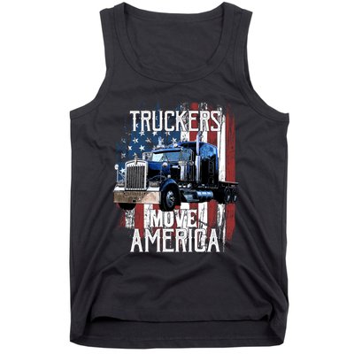 Trucker American Flag Truck Driver Gift Tank Top