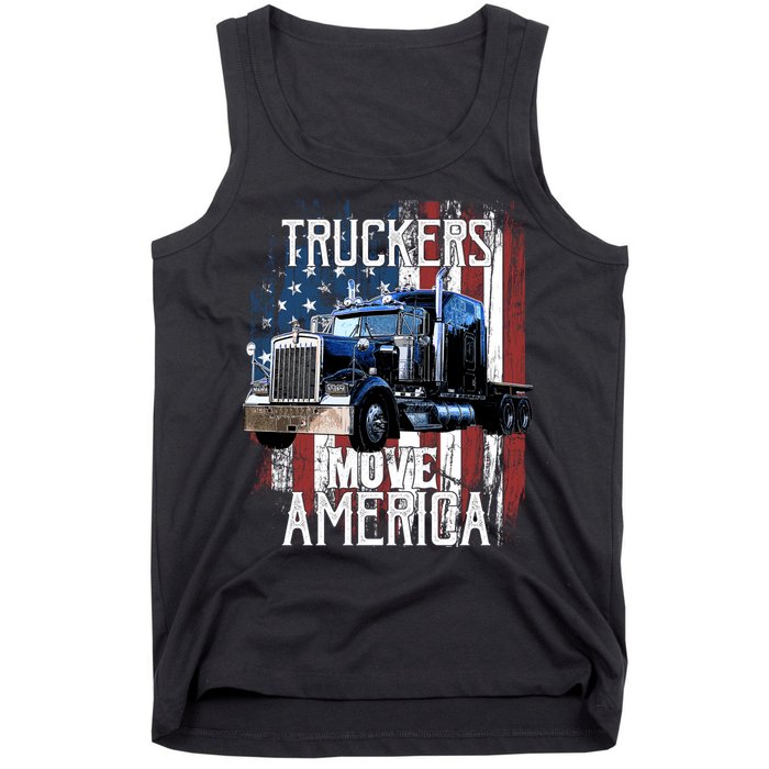 Trucker American Flag Truck Driver Gift Tank Top