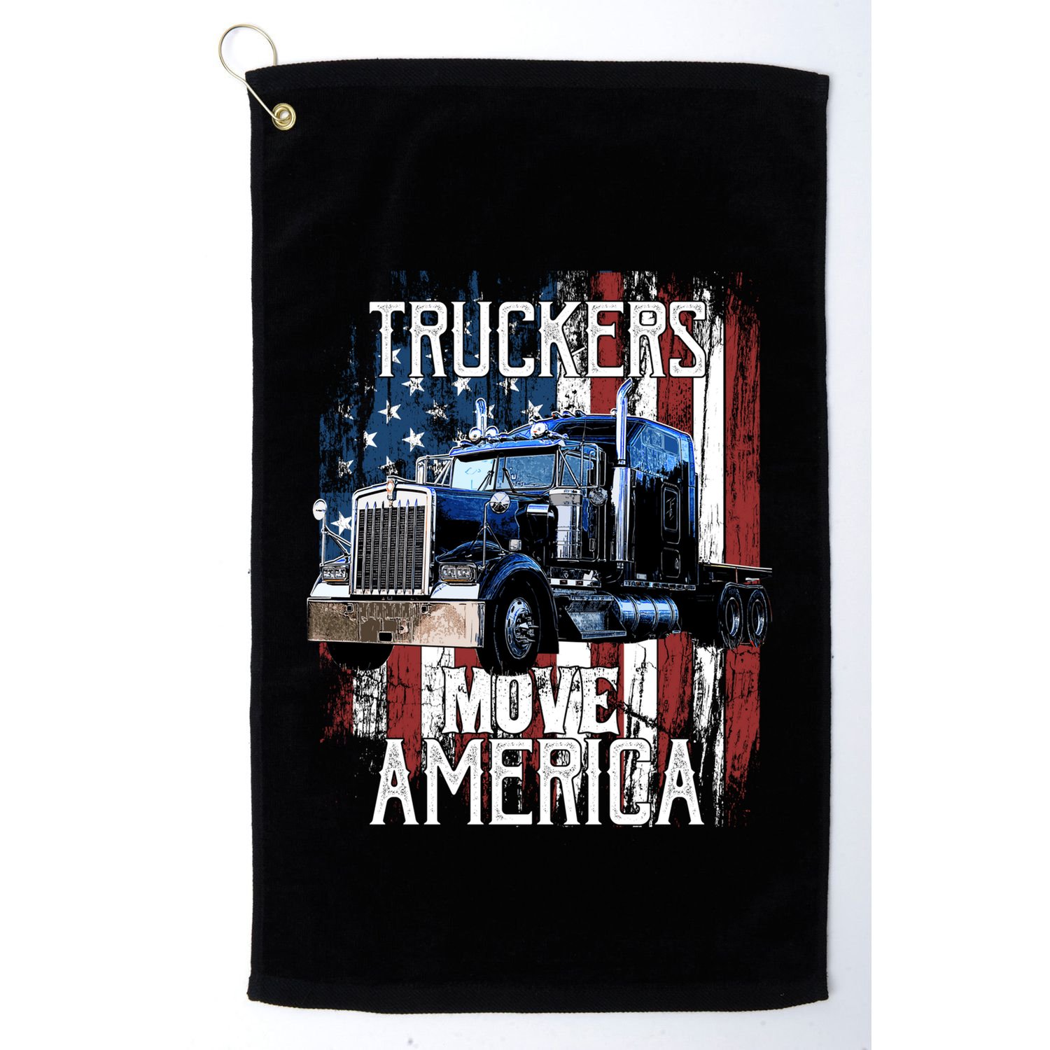 Trucker American Flag Truck Driver Gift Golf Towel