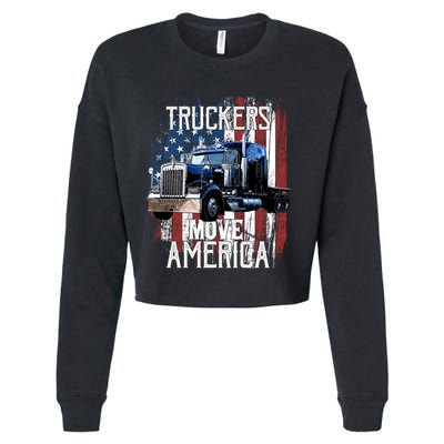 Trucker American Flag Truck Driver Gift Cropped Pullover Crew