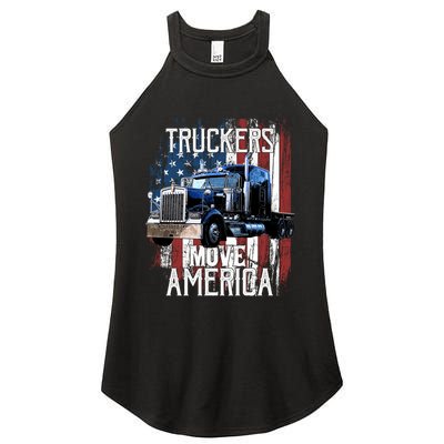 Trucker American Flag Truck Driver Gift Women's Perfect Tri Rocker Tank
