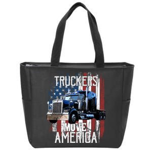 Trucker American Flag Truck Driver Gift Zip Tote Bag