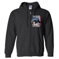 Trucker American Flag Truck Driver Gift Full Zip Hoodie