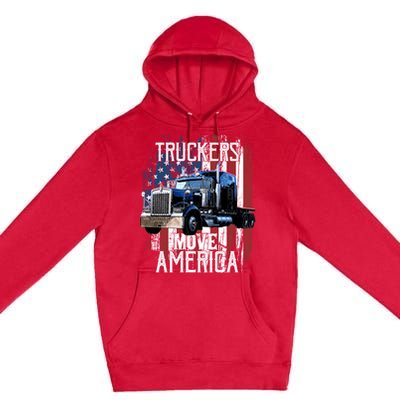 Trucker American Flag Truck Driver Gift Premium Pullover Hoodie