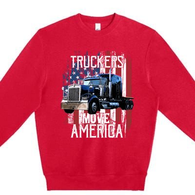 Trucker American Flag Truck Driver Gift Premium Crewneck Sweatshirt