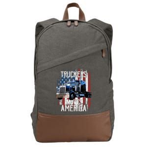 Trucker American Flag Truck Driver Gift Cotton Canvas Backpack