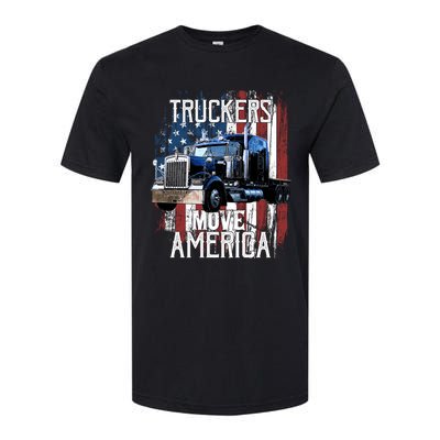 Trucker American Flag Truck Driver Gift Softstyle CVC T-Shirt