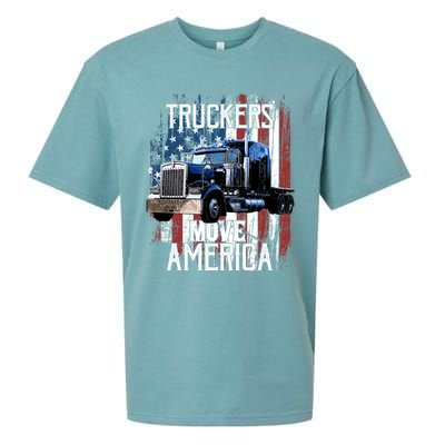 Trucker American Flag Truck Driver Gift Sueded Cloud Jersey T-Shirt