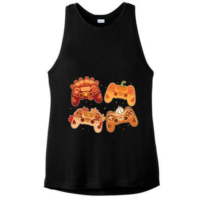 Thanksgiving Autumn Fall Video Game Controllers Ladies PosiCharge Tri-Blend Wicking Tank