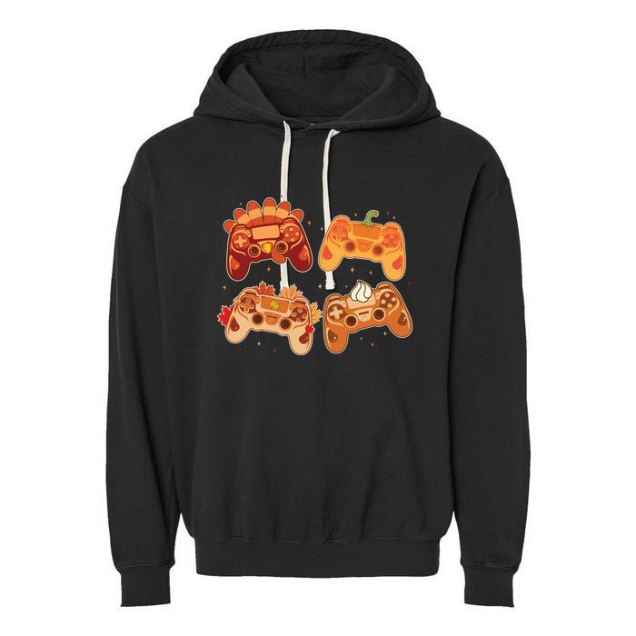 Thanksgiving Autumn Fall Video Game Controllers Garment-Dyed Fleece Hoodie