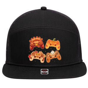 Thanksgiving Autumn Fall Video Game Controllers 7 Panel Mesh Trucker Snapback Hat