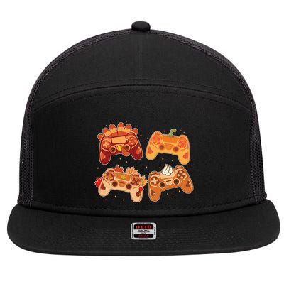 Thanksgiving Autumn Fall Video Game Controllers 7 Panel Mesh Trucker Snapback Hat