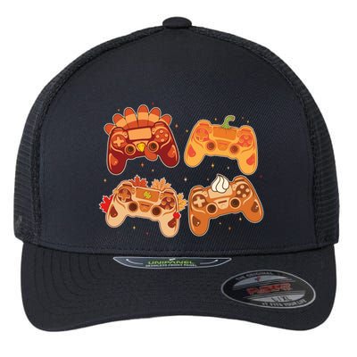 Thanksgiving Autumn Fall Video Game Controllers Flexfit Unipanel Trucker Cap