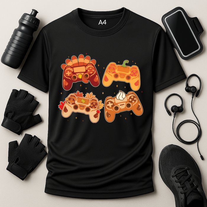 Thanksgiving Autumn Fall Video Game Controllers Cooling Performance Crew T-Shirt