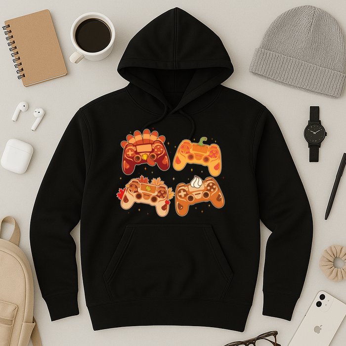 Thanksgiving Autumn Fall Video Game Controllers Hoodie