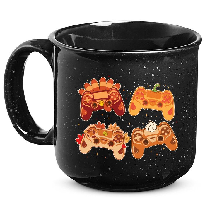 Thanksgiving Autumn Fall Video Game Controllers 15oz Campfire Ceramic Mug