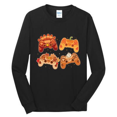 Thanksgiving Autumn Fall Video Game Controllers Tall Long Sleeve T-Shirt