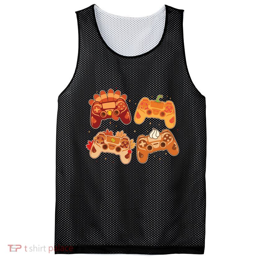 Thanksgiving Autumn Fall Video Game Controllers Mesh Reversible Basketball Jersey Tank