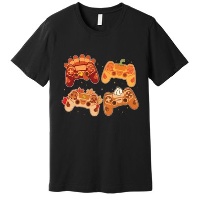 Thanksgiving Autumn Fall Video Game Controllers Premium T-Shirt