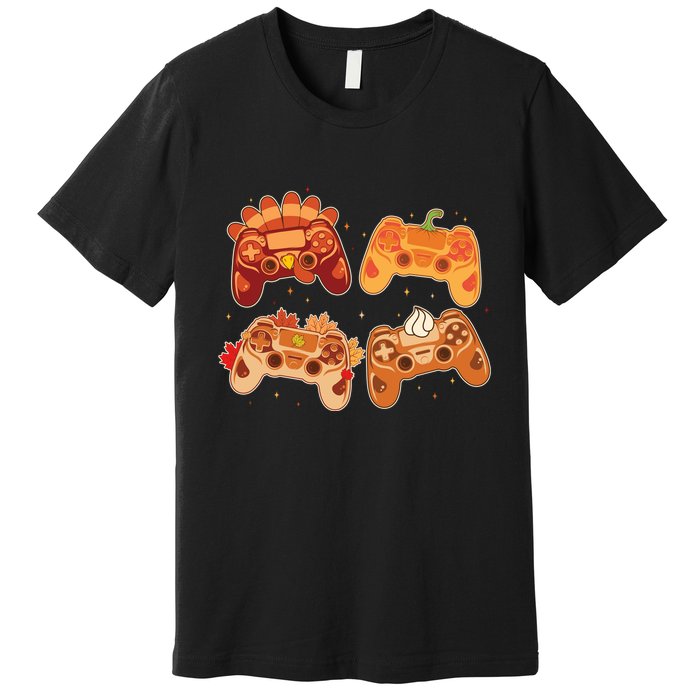 Thanksgiving Autumn Fall Video Game Controllers Premium T-Shirt