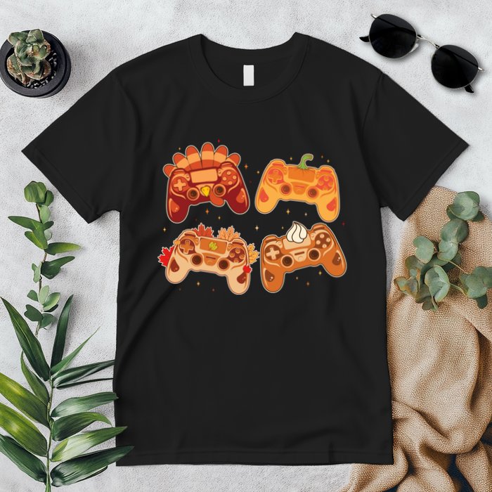 Thanksgiving Autumn Fall Video Game Controllers Premium T-Shirt