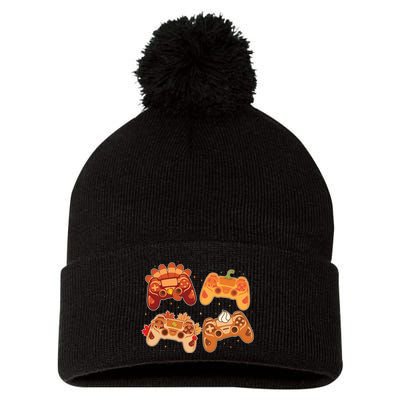 Thanksgiving Autumn Fall Video Game Controllers Pom Pom 12in Knit Beanie