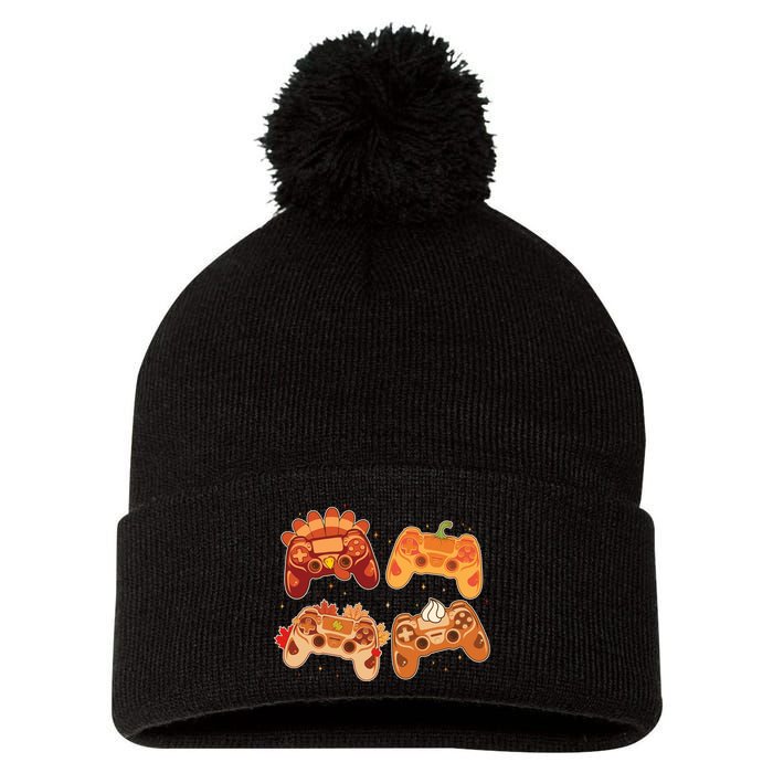 Thanksgiving Autumn Fall Video Game Controllers Pom Pom 12in Knit Beanie