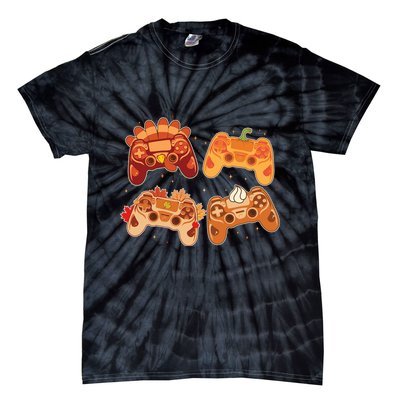 Thanksgiving Autumn Fall Video Game Controllers Tie-Dye T-Shirt
