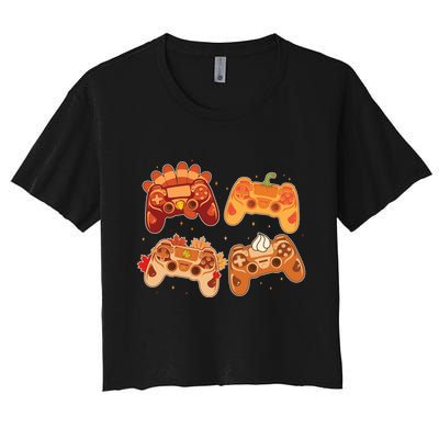 Thanksgiving Autumn Fall Video Game Controllers Crop Top