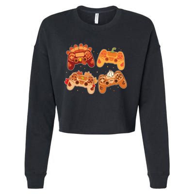 Thanksgiving Autumn Fall Video Game Controllers Cropped Pullover Crew