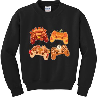 Thanksgiving Autumn Fall Video Game Controllers Kids Sweatshirt