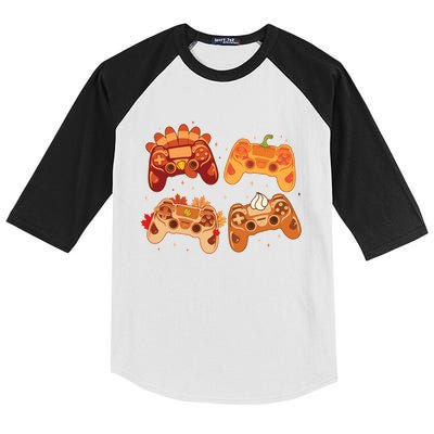 Thanksgiving Autumn Fall Video Game Controllers Kids Colorblock Raglan Jersey