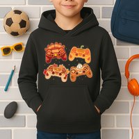 Thanksgiving Autumn Fall Video Game Controllers Kids Hoodie