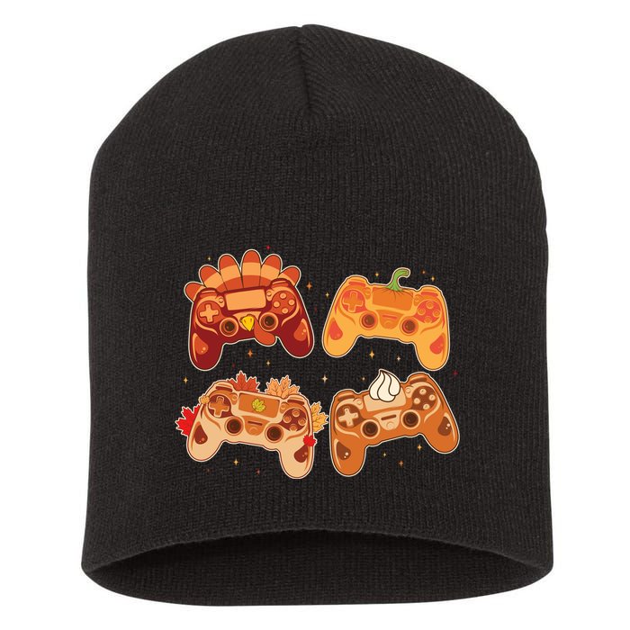 Thanksgiving Autumn Fall Video Game Controllers Short Acrylic Beanie