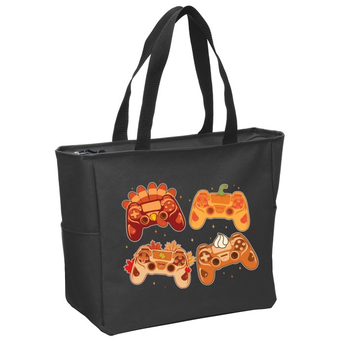 Thanksgiving Autumn Fall Video Game Controllers Zip Tote Bag