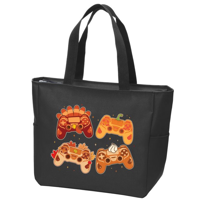Thanksgiving Autumn Fall Video Game Controllers Zip Tote Bag