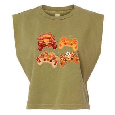 Thanksgiving Autumn Fall Video Game Controllers Garment-Dyed Women's Muscle Tee