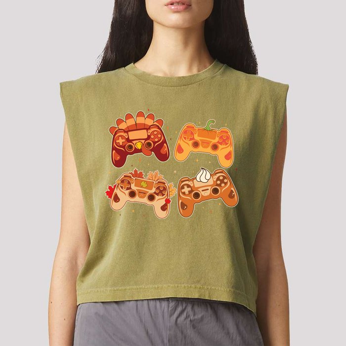 Thanksgiving Autumn Fall Video Game Controllers Garment-Dyed Women's Muscle Tee