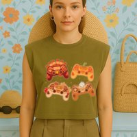 Thanksgiving Autumn Fall Video Game Controllers Garment-Dyed Women's Muscle Tee