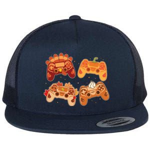 Thanksgiving Autumn Fall Video Game Controllers Flat Bill Trucker Hat