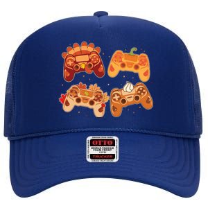 Thanksgiving Autumn Fall Video Game Controllers High Crown Mesh Back Trucker Hat