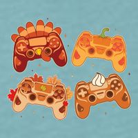Thanksgiving Autumn Fall Video Game Controllers Sueded Cloud Jersey T-Shirt