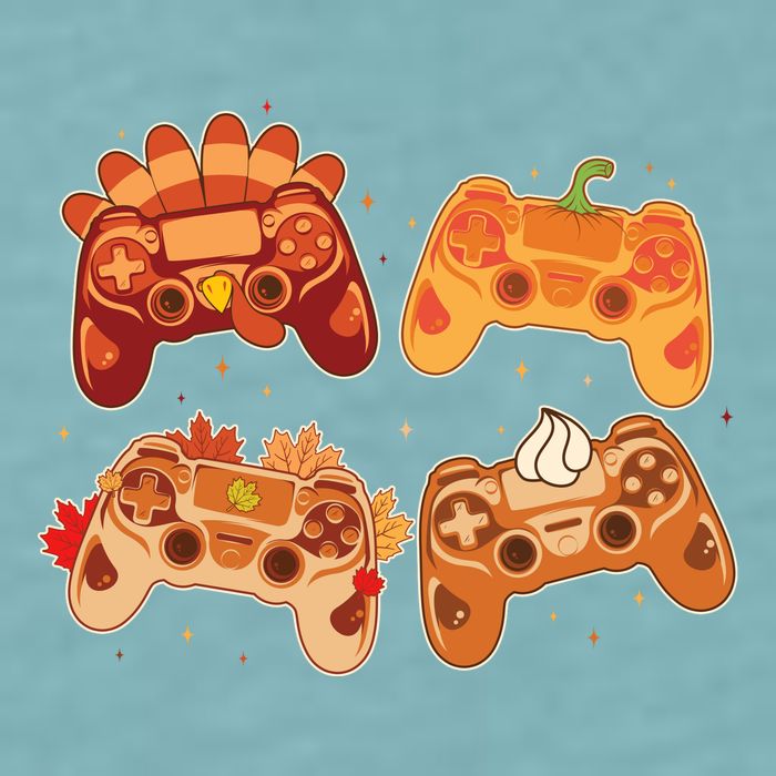 Thanksgiving Autumn Fall Video Game Controllers Sueded Cloud Jersey T-Shirt